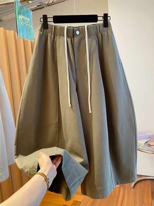 1274 # 【Original Fabric】Extra Large Size 150kg Unique and Beautiful Women's Casual Wide-Leg Cropped Pants 1274 # 【Original Fabric】Extra Large Size 150kg Unique and Beautiful Women's Casual Wide-Leg Cropped Pants