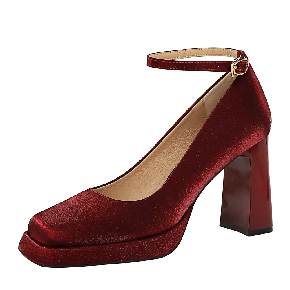 9982-K105 European And American Style Banquet High-heeled Wedding Shoes, Chunky Ultra-high Heel, Waterproof Platform,_vogvips.com