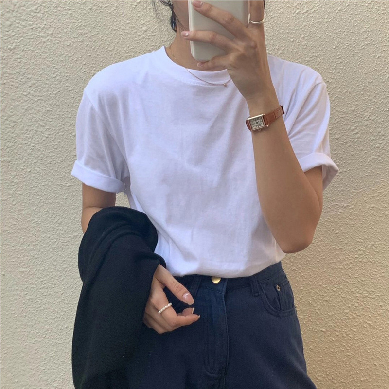 2026 White T-Shirt for Women, Summer Pure Cotton Women's Top, Short-Sleeved Spring and Autumn Loose Base Shirt 2026 White T-Shirt for Women, Summer Pure Cotton Women's Top, Short-Sleeved Spring and Autumn Loose Base Shirt