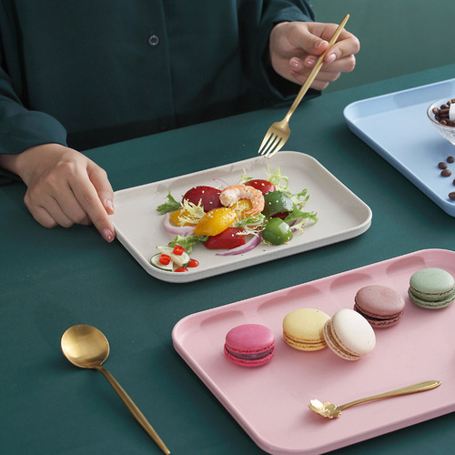 Tea tray living room cups teacup tray household rectangular water cup teacup plate fruit plate Nordic ins plastic