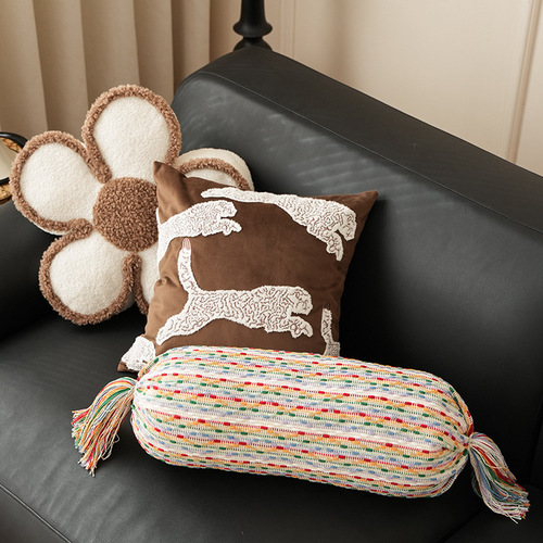 Cross-border new product creative candy color woven velvet sofa pillow cover office back pillow waist support
