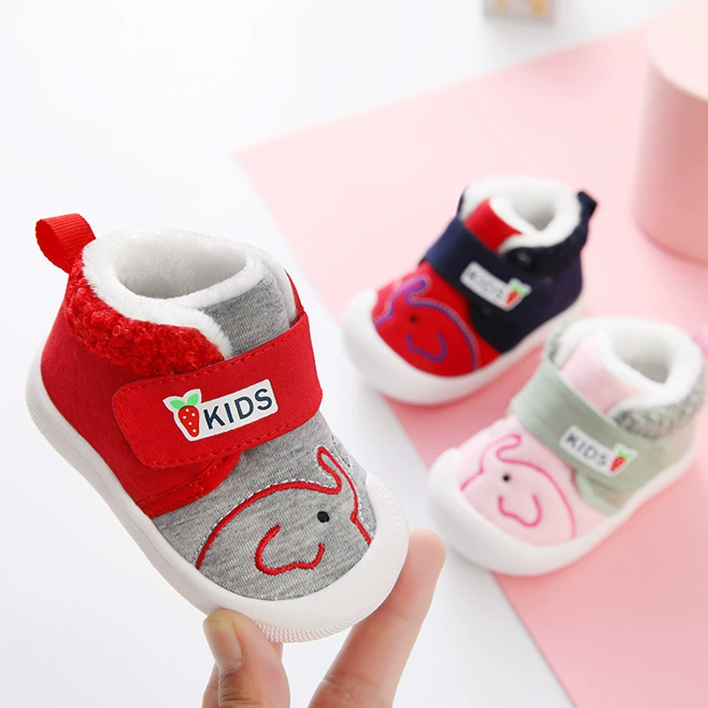 Новая осенне-зимняя обувь для малышей, детская Нескользящая хлопковая обувь для малышей с мягкой подошвой, теплая утолщенная Мужская и женская обувь на флисовой подкладке