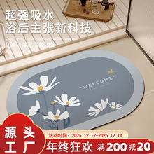 浴室地垫硅藻泥新款卫生间门口硅藻泥厕所防滑防摔强吸水加厚垫子
