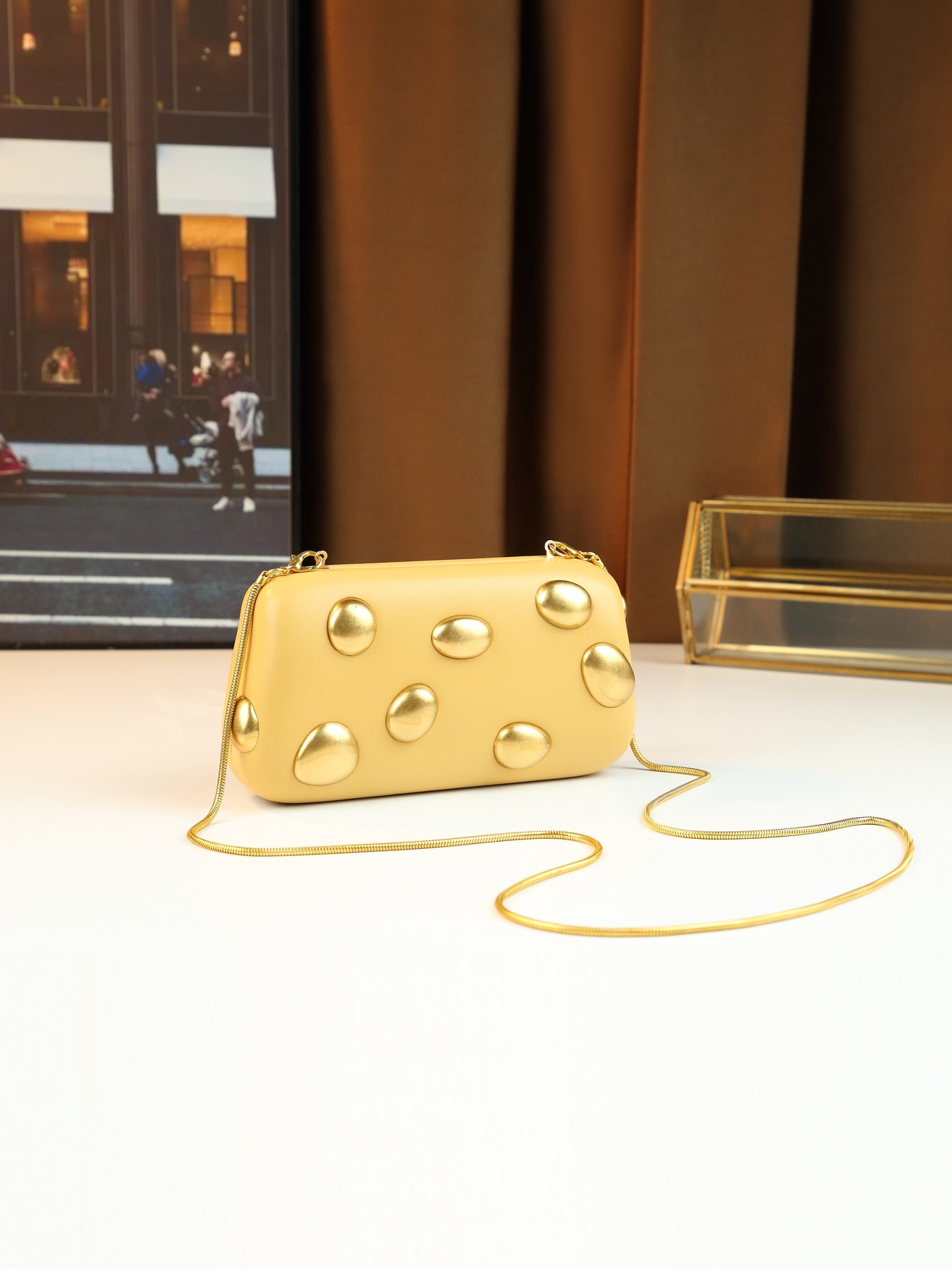 Borsa a tracolla box a pois elegante borsa minimalista per donna_voghion.com