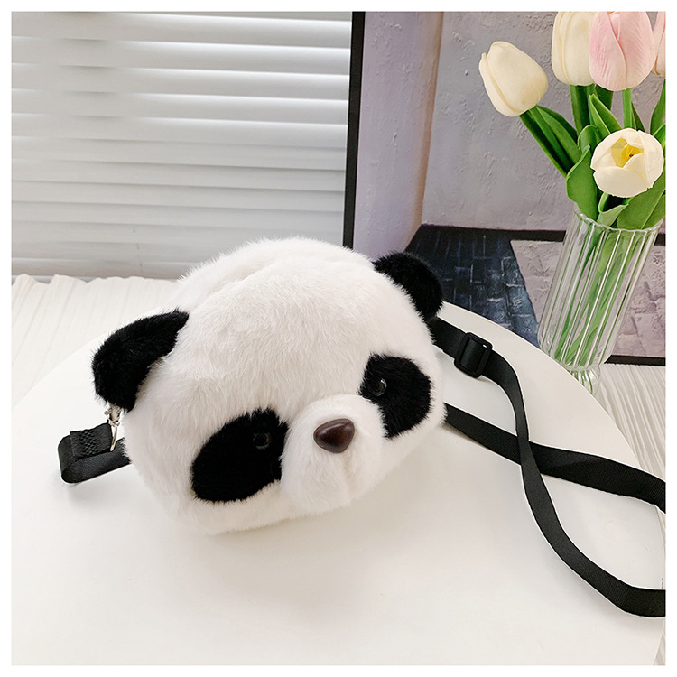 123g Weight Black Color New Panda Head Bag Doll Bag Children's Plush Toy 无