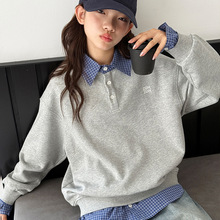 女童卫衣polo衫2025秋装新款儿童假两件长袖上衣大童春秋休闲衣服