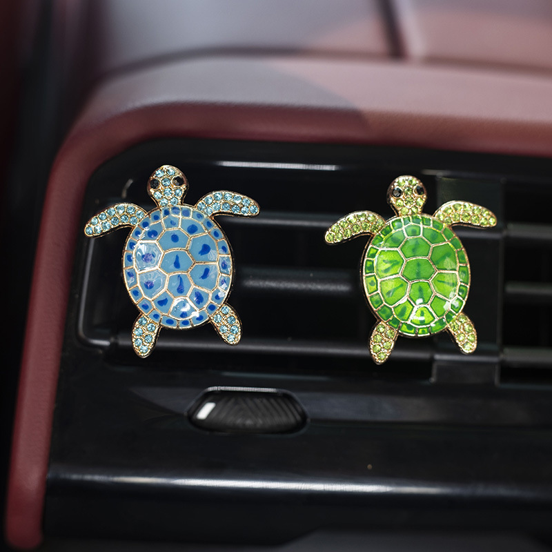 Cross-border new cute alloy turtle car air outlet decoration car fragrance diffuser car interior fun decoration
