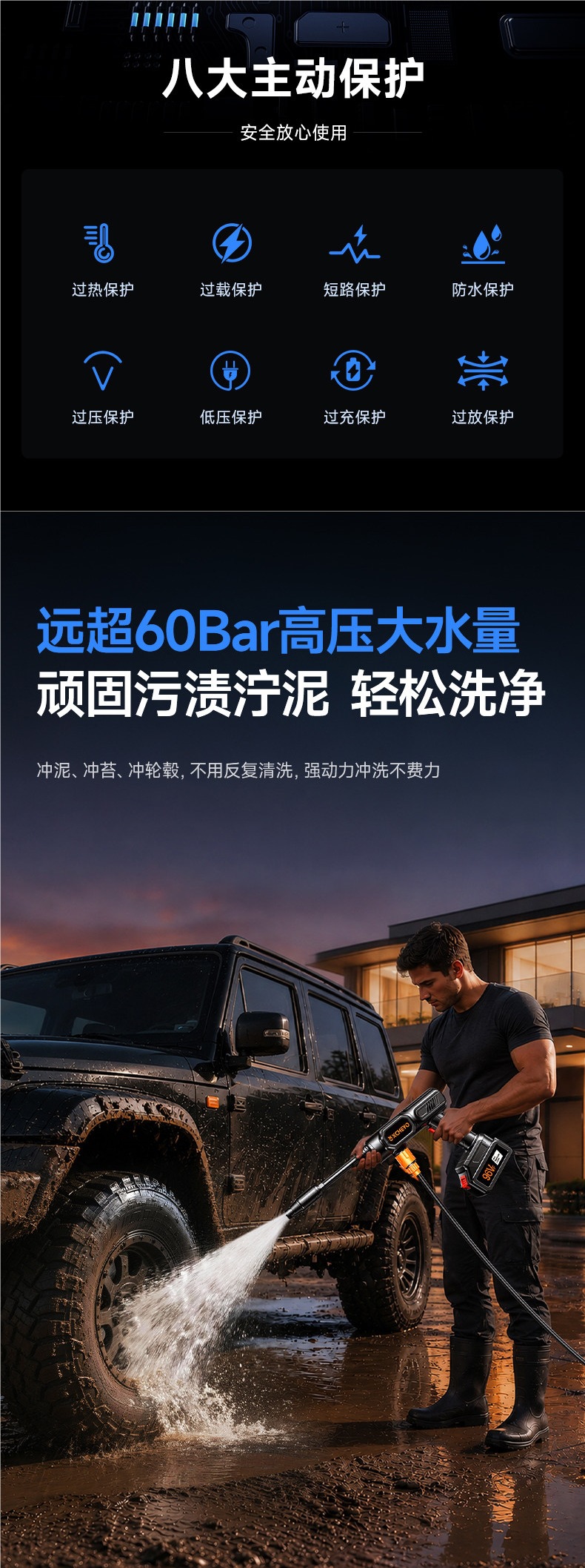 Car wash machine high-pressure water gun for home use, 2026 new model, wireless, portable, high-power lithium battery, super powerful pressure booster