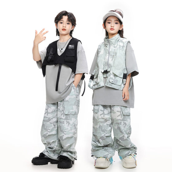 Hip-Hop Children's Fashion Clothing Boys' Functional Vest suit Hiphop Performance Clothing Girls' Hip-Hop Street Performance Clothing