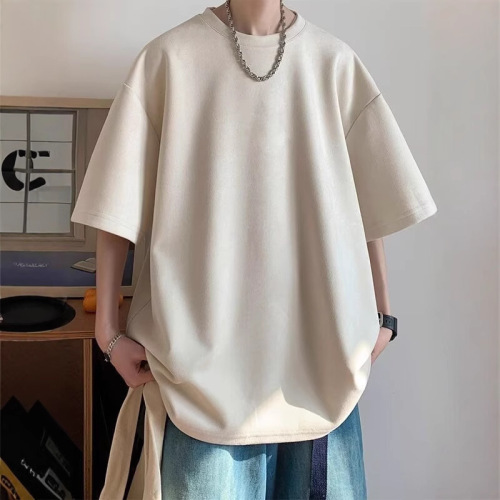 Heavyweight moccajin short-sleeve t-shirt for men, summer American streetwear brand top, loose-fit t-shirt