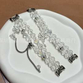 适用苹果手表带18/20/22mm小米手环345678/8pro水晶莲花弹力表带