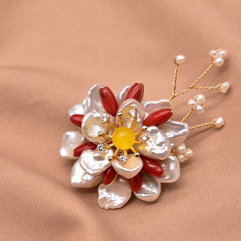 Xlentag natural agua dulce real perla broche ramillete boda dama moda Corea del Sur temperamento broche para las mujeres