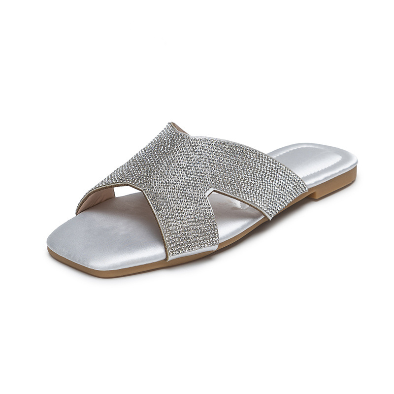 Hausschuhe mit flachem Boden, weiblich, Sommer, lässig, Wort, hohl, Sandalen, Folien, Damenschuhe_voghion.com