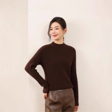 一线成衣女半高领复古麻花针织衫纯色羊毛针织毛衣打底套头