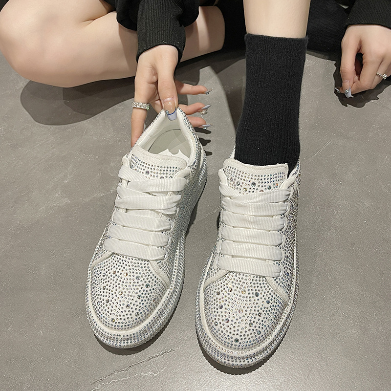 Europese Station Nieuwe Daddy Schoenen Strass Dikke Zolen Casual Sportschoenen Dames S Volledige Diamond Muffin Schoenen Strass Enkele Schoenen_voghion.com