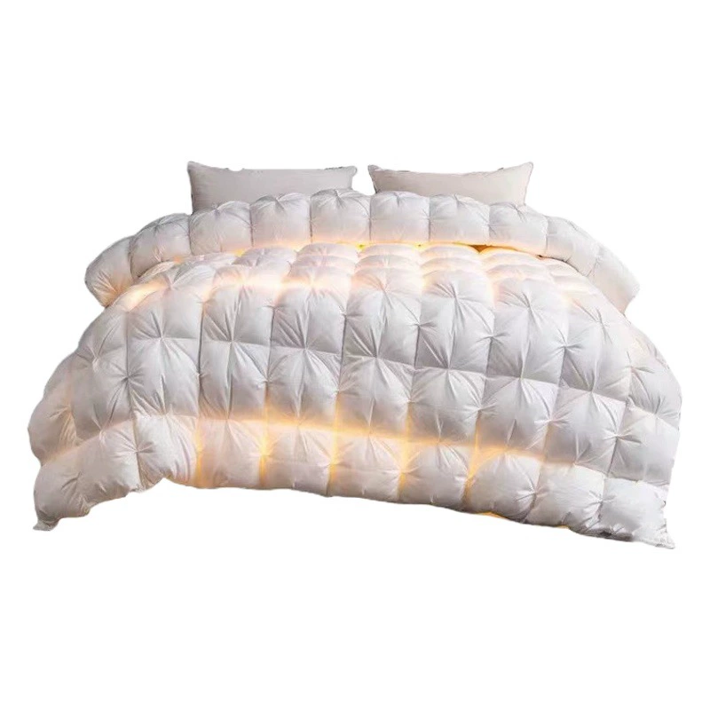 Пуховое одеяло из 100% хлопка с 95% белого гусиного пуха, двустороннее одеяло для весны и осени, наполнитель для одеял для отелей и гостевых домов, с узелковым узором, утолщенное для зимнего тепла.