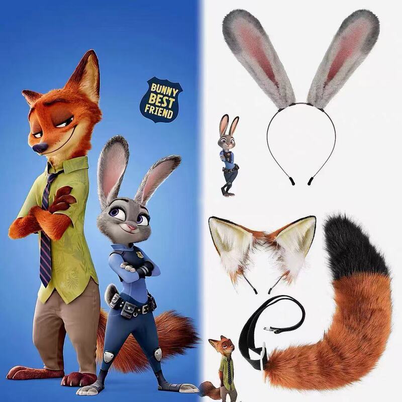 Cosplay Nick Fox Ears Headband Rabbit Ears Hairband Comic Convention Children's Performance Props Cosplay Nick Fox Ears Headband Rabbit Ears Hairband Comic Convention Children's Performance Props