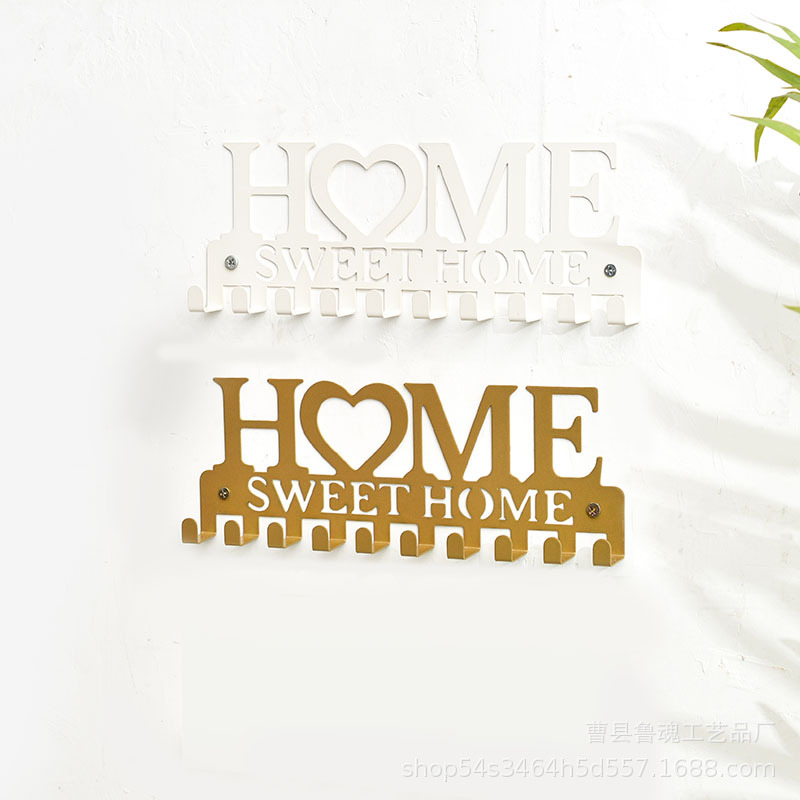 Gancho para llaves HOME, gancho sin taladro, gancho para ropa, gancho de hierro, gancho adhesivo detrás de la puerta, soporte para gafas y llaves para montar en la pared