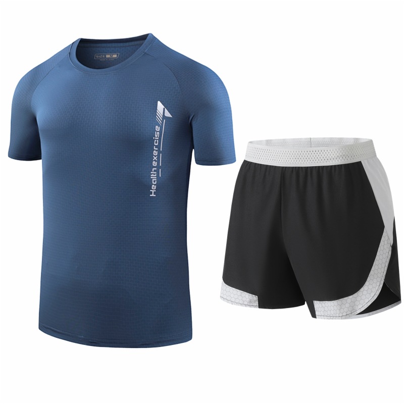 Traje deportivo de seda de hielo para hombres secado rápido transpirable verano delgado para correr manga corta para hombres suelta moda de tamaño grande