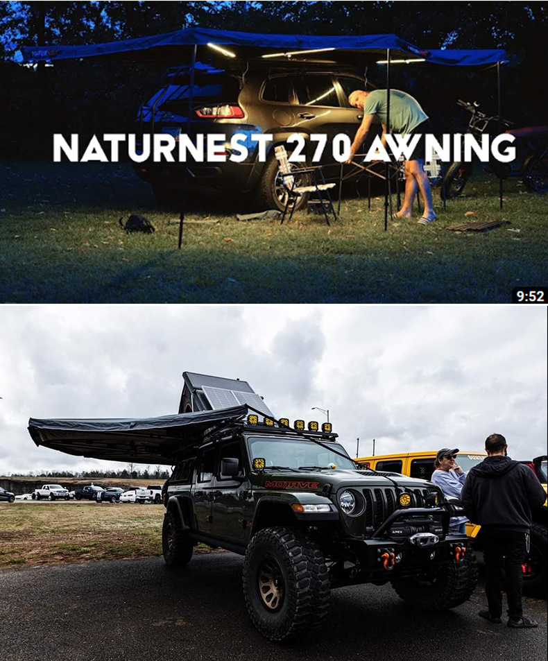 Jifeng Naturnest Car Side Tent 270 ° Plus Canopy Camping Style Cloth House Awning Roof