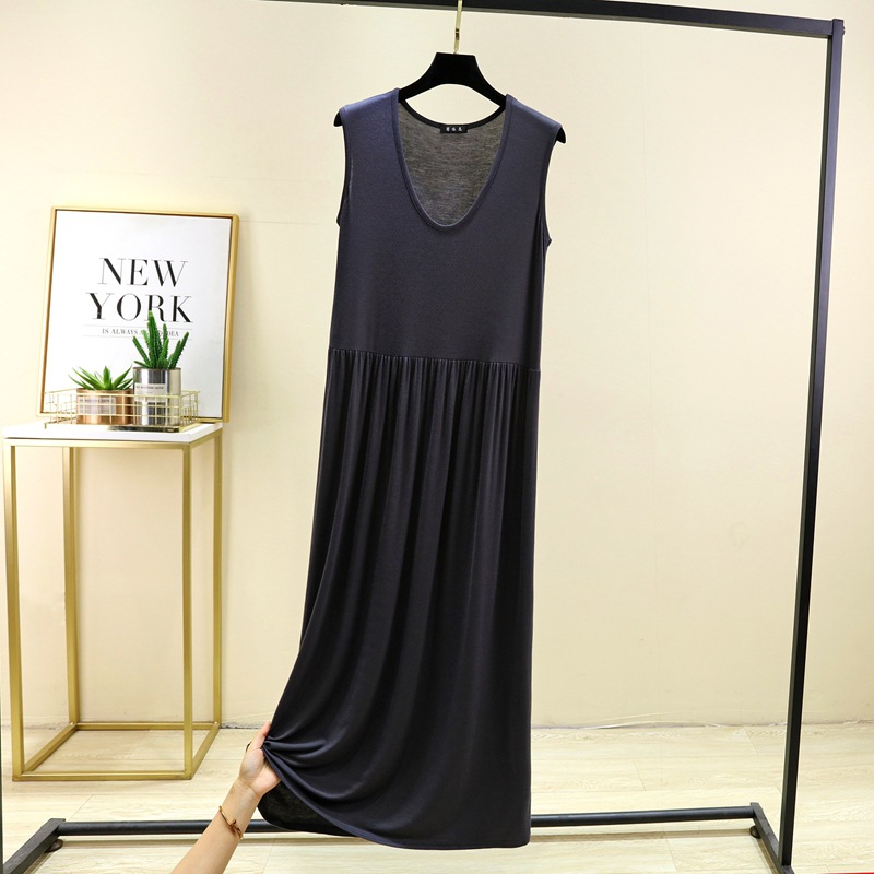 Summer New Fashion V-neck dress Women Thin Modal plus size Casual Beach Dress All-match Vic Dress