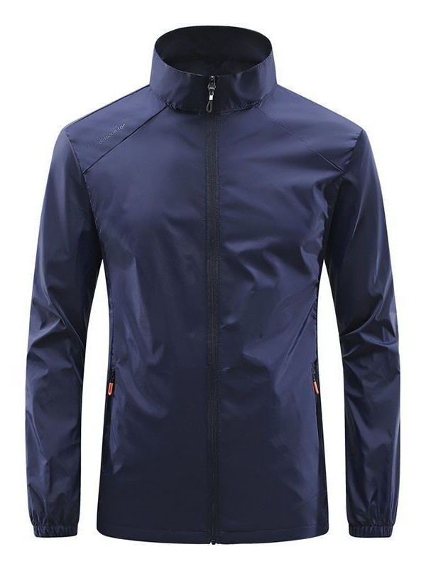 Chaqueta transpirable de seda de hielo ropa casual de protección solar con cuello alto para hombres gabardina de piel chaqueta fina de verano pesca impermeable