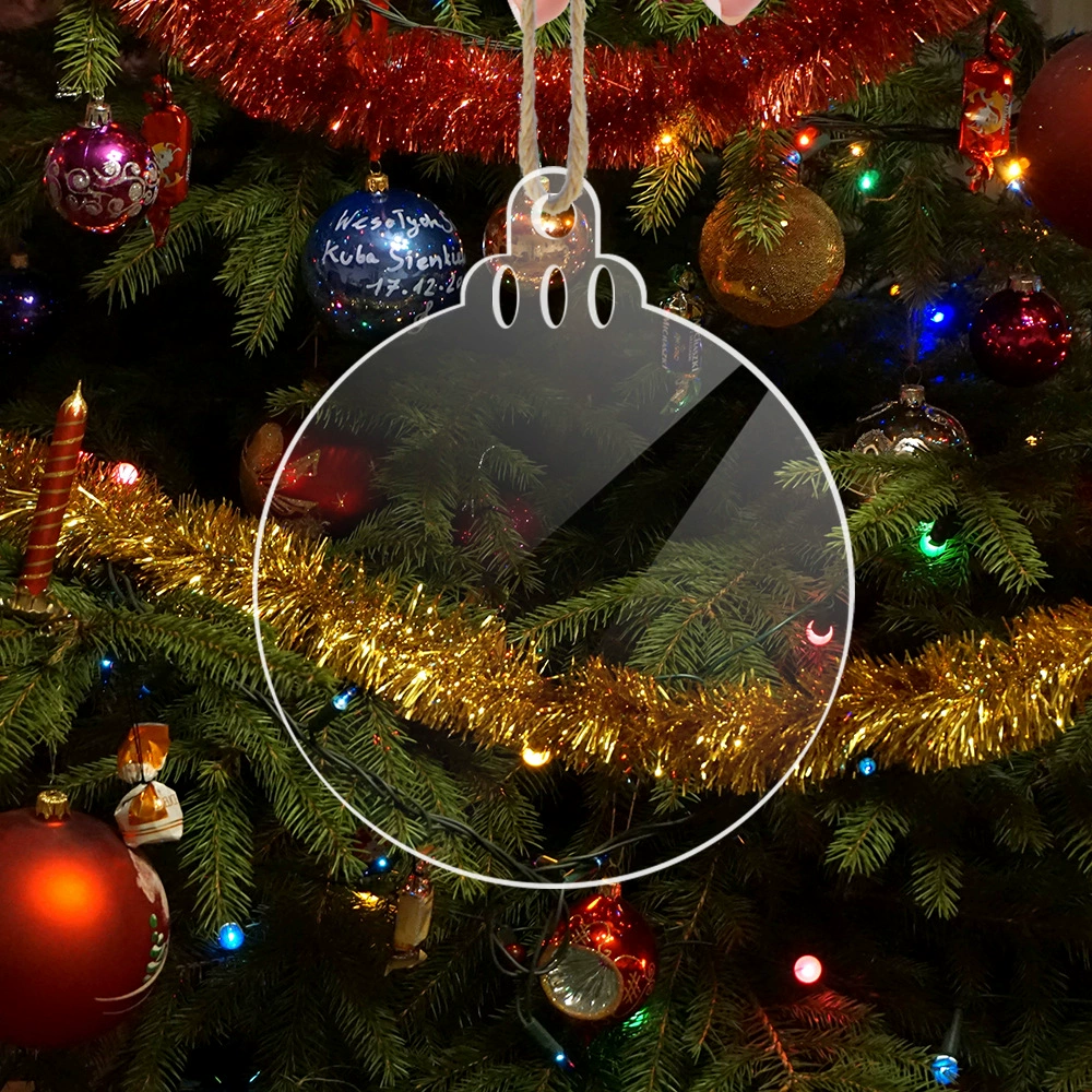 TY020 рождественские украшения с отверстиями пустые прозрачные акриловые пластины DIY рукописные праздничные подвески