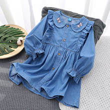 出口外贸女童春秋装新款女宝宝牛仔公主裙小童牛仔儿童童装裙子厂