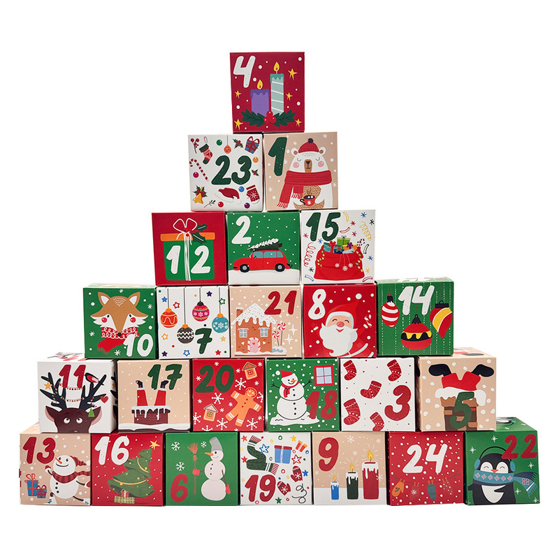 クリスマス新作ギフトキャンディー箱7cm角箱クリスマス祭り降臨歴1-24包装紙箱現物|undefined