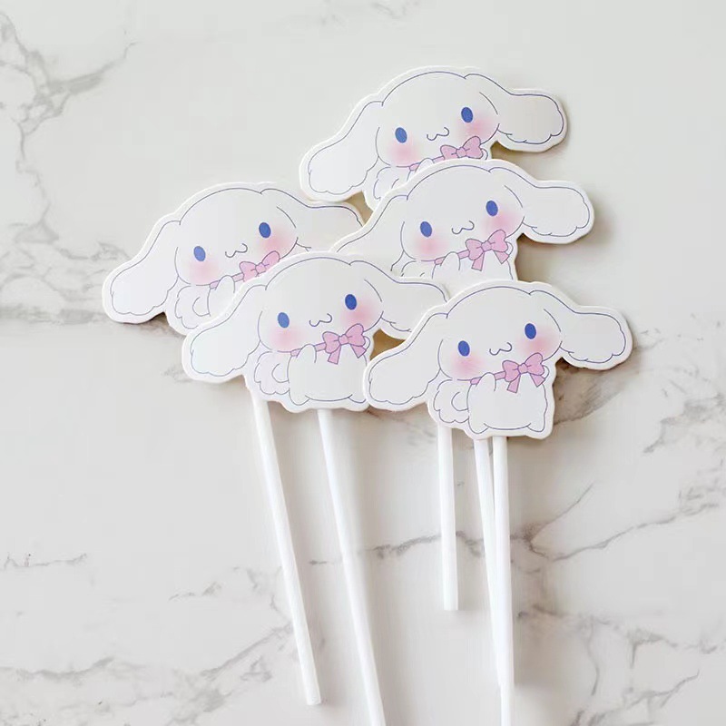 Decoración de pastel de perro de jade adorno de decoración de pastel de perro de orejas grandes blancas de dibujos animados retro Kulomi complemento de vestir para hornear tarjeta de cumpleaños