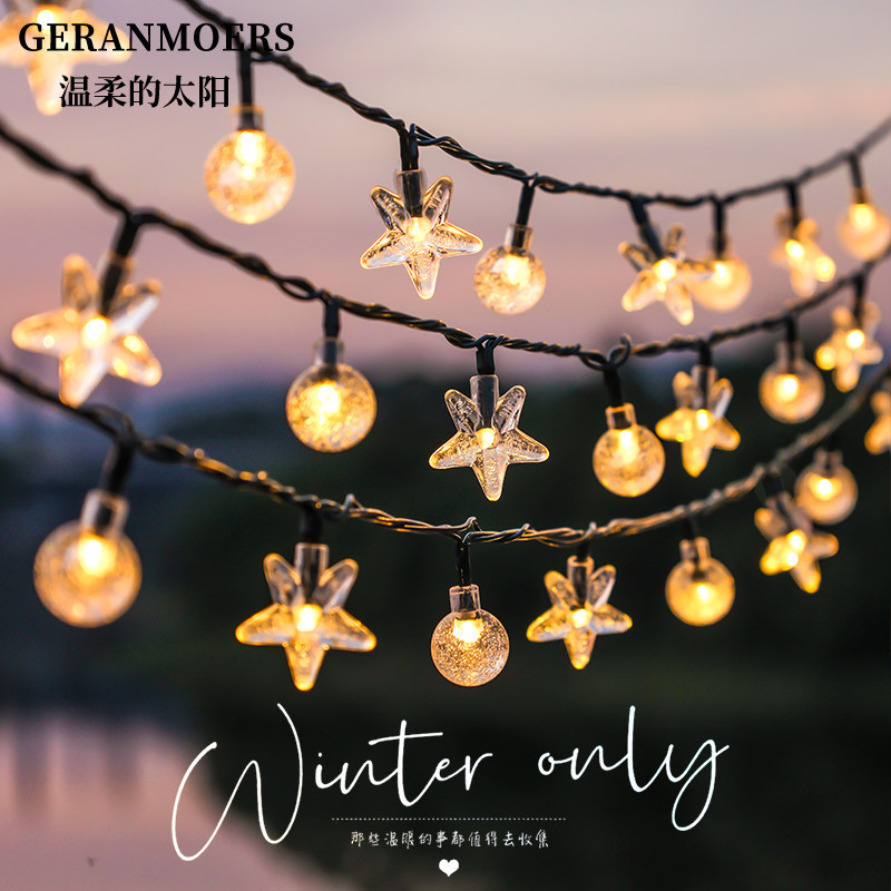 String de lámparas de estrellas LED lámpara solar de jardín de color al aire libre impermeable luz de atmósfera de árboles colgantes de estrellas de color luz de atmósfera