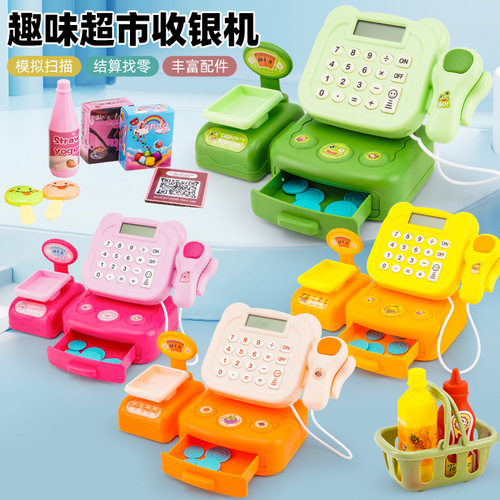 Internet celebrity children's multi-function cash register cartoon supermarket cashier girl play house toys 3-6 gifts wholesale