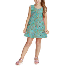 亚马逊Temu跨境新款女童夏装背心裙3D印花儿童碎花连衣裙小童裙子