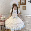 Blue slip dress, hat with bow, Lolita Jsk