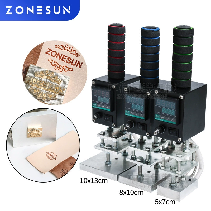 ZONESUN500w Ручная малая машина горячего тиснения кожи Тисненая древесина Горячее тиснение логотипа Торговая Марка Вдавливание и маркировочная машина