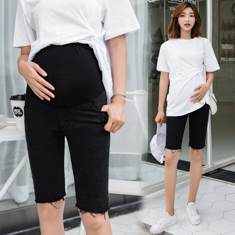 2025 New Maternity Wear Spring and Summer Stylish Outerwear Cycling Shorts Maternity Denim Shorts