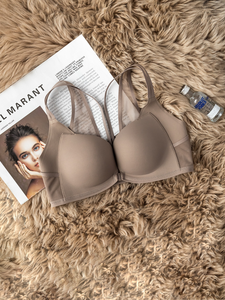 Sexy hebilla frontal ropa interior inalámbrica belleza de las mujeres espalda pequeño pecho push up soporte superior pecho grande sujetador traje 6336