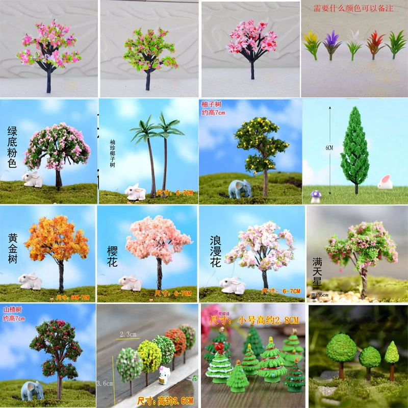 Искусственные деревья для микроландшафта: мх, декоративные элементы, кокосовые пальмы, сакура, елка, маленькие украшения