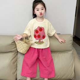 韩国童装女童夏季套装2025女宝宝花边时尚洋气休闲裤百搭潮流套装
