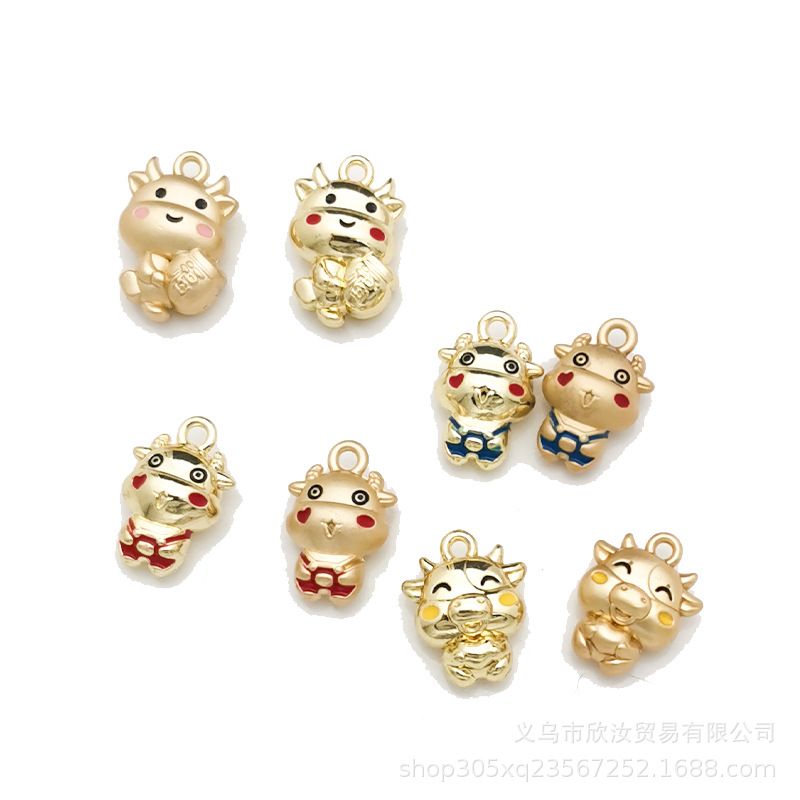 牛年大吉DIY国风饰品配件单吊新年系列立体耳钉挂件头绳可爱吊坠