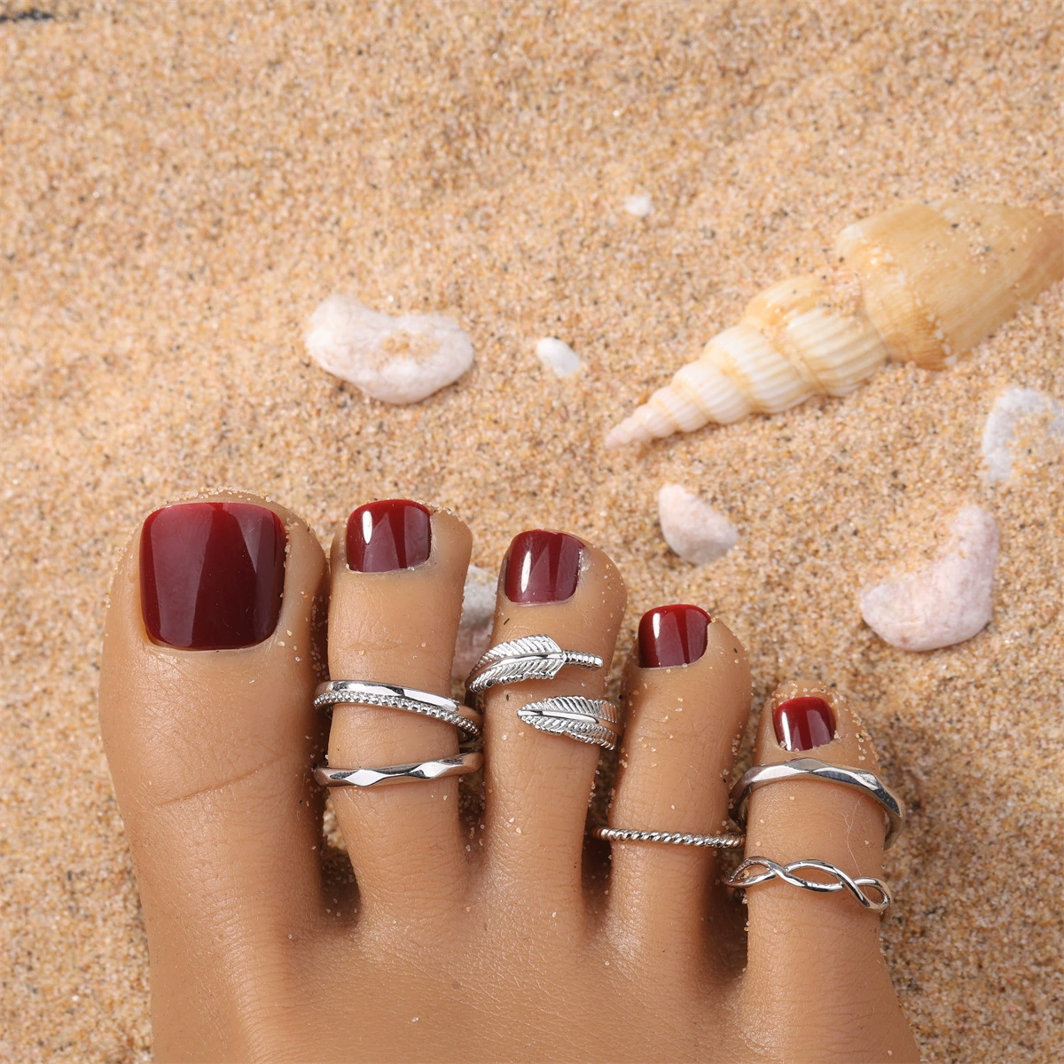 Набор из 6 предметов персонализированное женское кольцо для ног для девочек летние пляжные каникулы ювелирные изделия регулируемый размер хвостовое кольцо двойного назначения