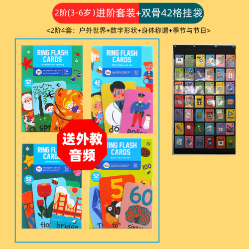 Wholesale children's enlightenment literacy card storage hanging bag Oxford cloth early childhood education flash card word card storage bag