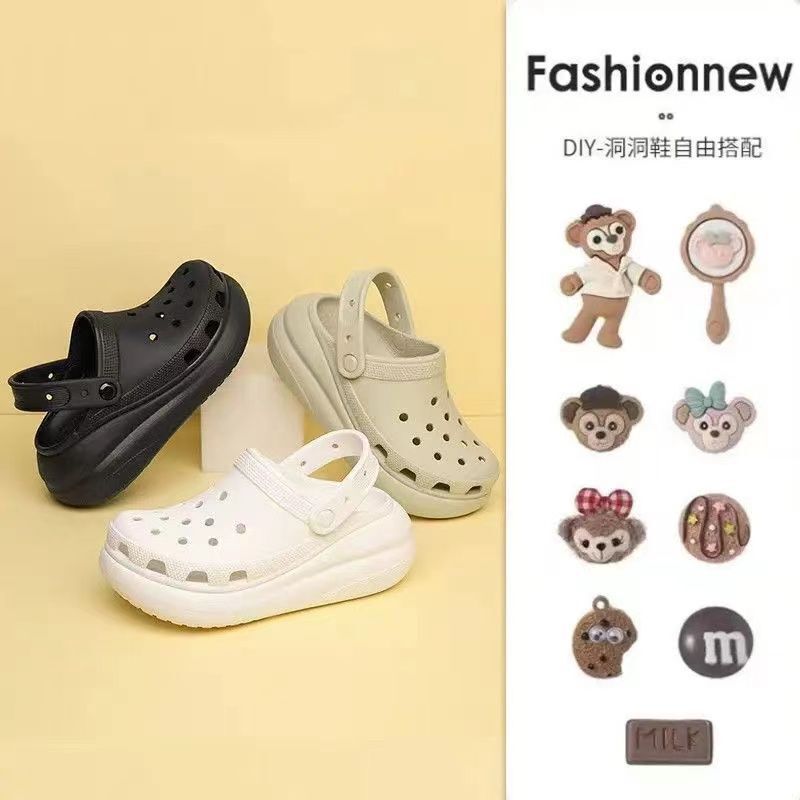 Summer new model Lightwheel 2026 women's outdoor perforated sandals, thick-soled beach non-slip women's height-increasing closed-toe slip-on sandals Summer new model Lightwheel 2026 women's outdoor perforated sandals, thick-soled beach non-slip women's height-increasing closed-toe slip-on sandals