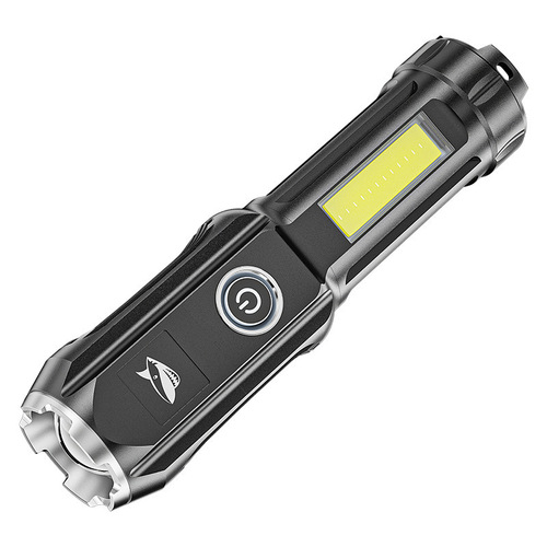 Smiling Shark telescopic focusing ABS side light COB dual light source flashlight strong light outdoor portable small flashlight
