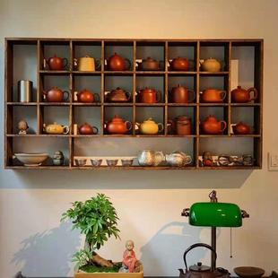 Tea Cup Holder Tea Set Storage Teapot Rack Solid Wood Multi-Treasure Cabinet Solid Wood Tea Cup Purple Clay Pot Storage Rack Tea Cup Holder