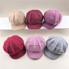 中老年人奶奶妈妈帽加绒加厚保暖针织帽子冬季新款女士小沿针织帽