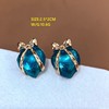 Factory live broadcast supply Mid -mysterious Blue color Byzantine style silver -needle earrings love stitching geometric earrings