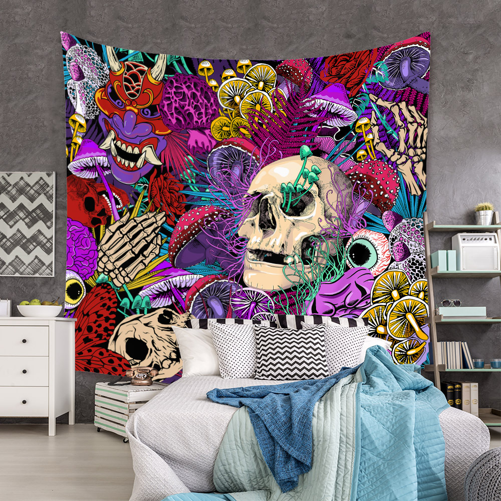 Tissu mural de dcoration de pice de tapisserie de champignon de bohmepicture5