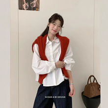 苏珊 2025秋季新款polo领慵懒风宽松长袖衬衫女休闲百搭上衣201