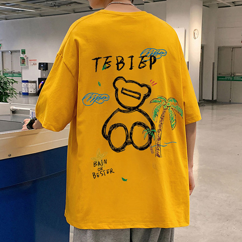 Verano 2023 Camiseta de manga corta de los hombres suelta de moda ins Hong Kong estilo todo partido camiseta superior grasa más tamaño media manga